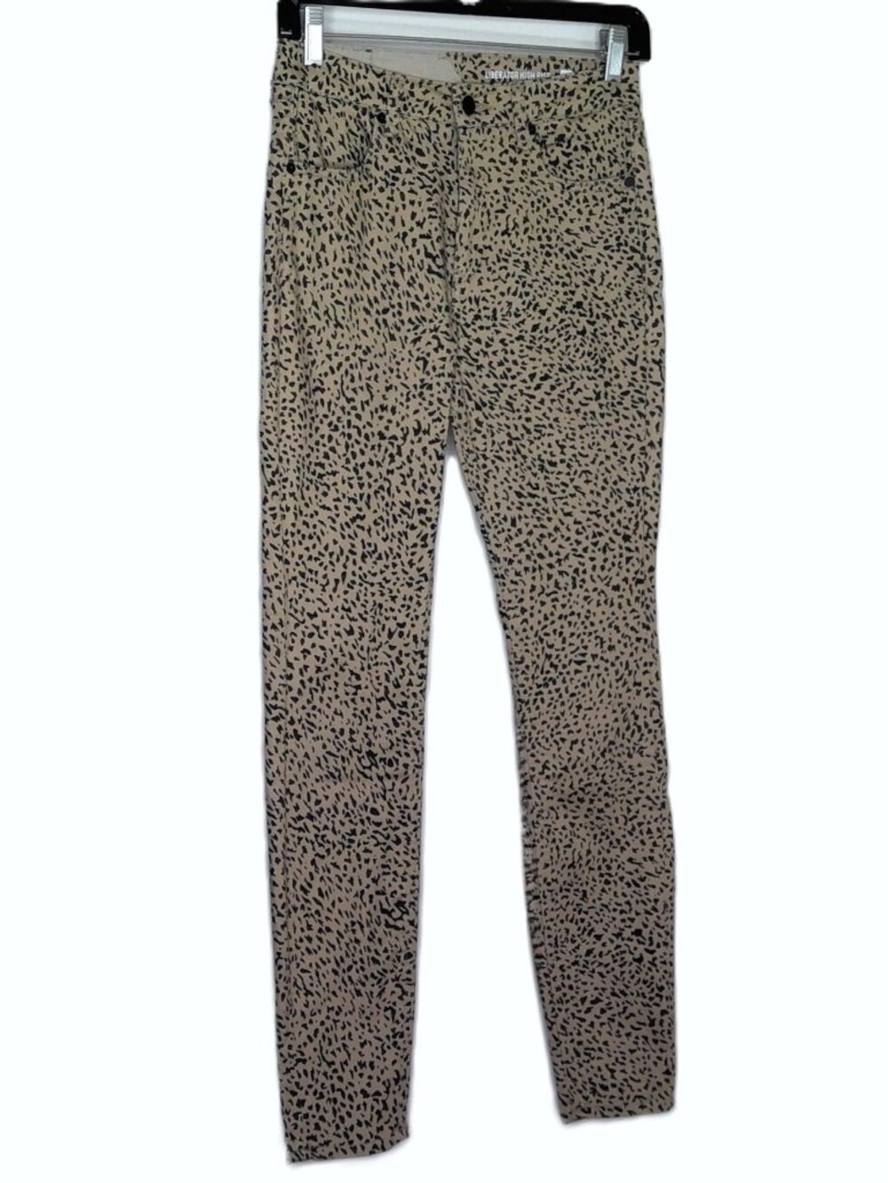 Volcom Liberator High Rise Jeans Black & Beige Leopard Print Skinny Stretch 27